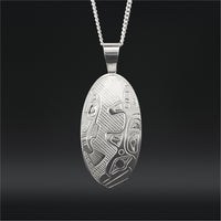 Killerwhale and Salmon - Silver Pendant and Earrings Set