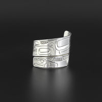 Orca and Salmon - Silver Wrap Ring