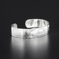 Killerwhale and Salmon - Silver Bracelet