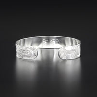 Killerwhale and Salmon - Silver Bracelet