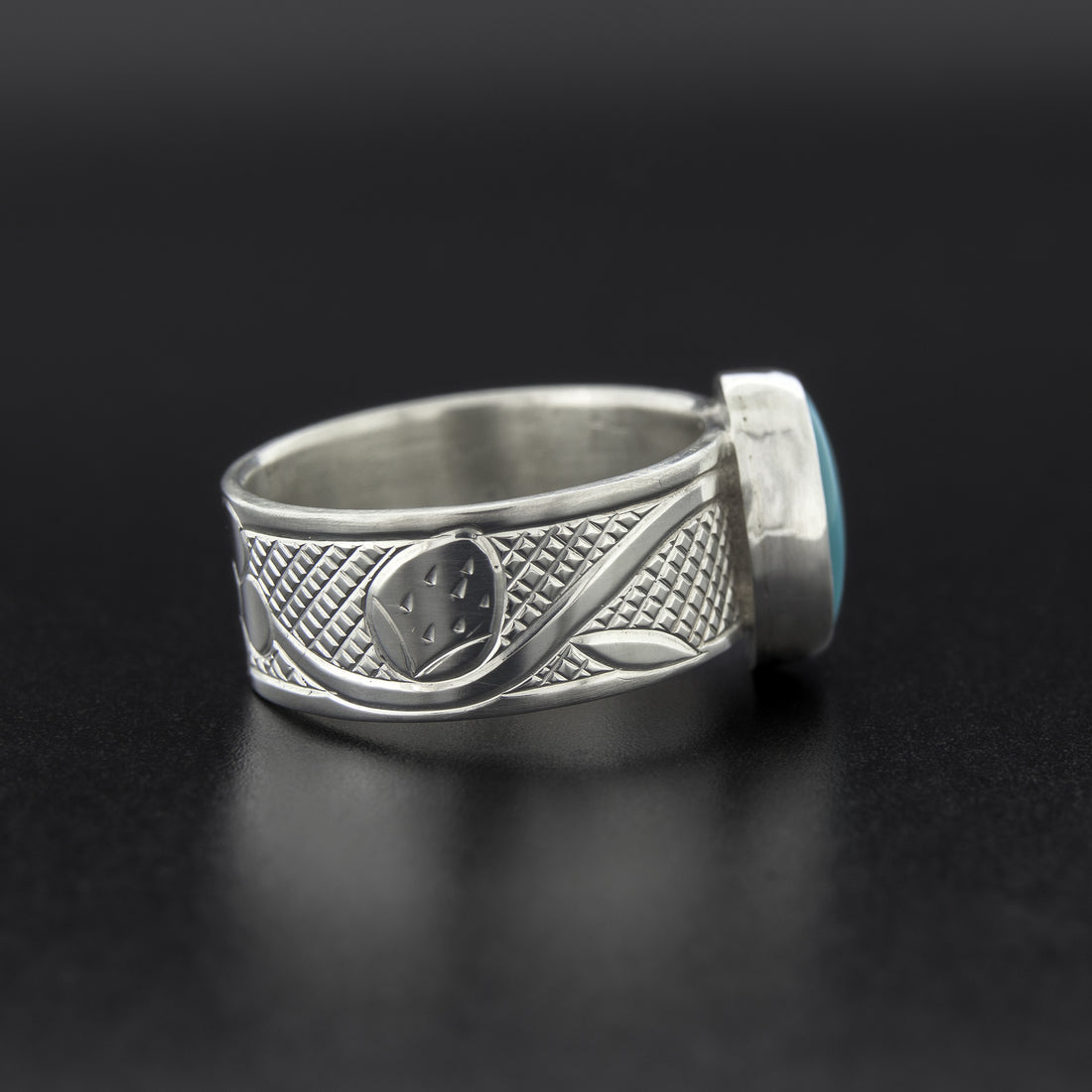 Heart Berry - Silver Ring with Turquoise