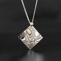 Hummingbird - Silver Pendant and Earring Set with 14k Gold