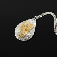 Hummingbird - Silver Pendant with 14k Gold