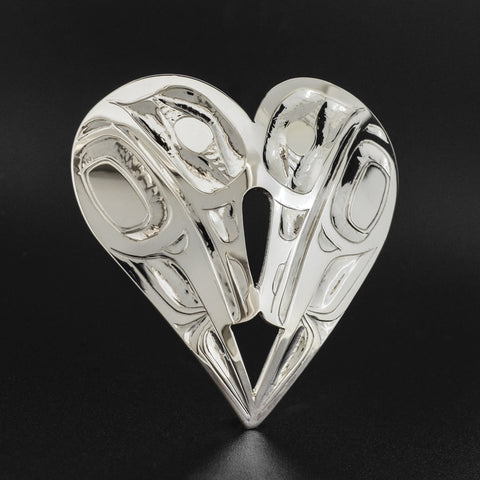 Hummingbird Heart - Silver Pendant