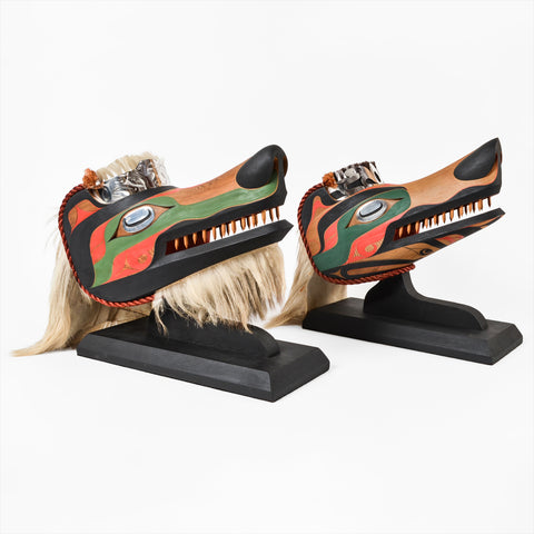 Wolves - Red Cedar Masks with Silver Frontlets