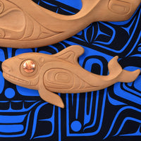 Mother and Child - Red Cedar Panel with Copper