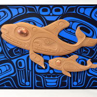 Mother and Child - Red Cedar Panel with Copper