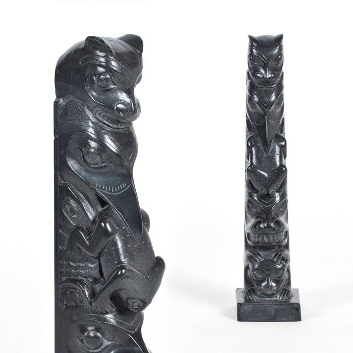 Bear, Raven, Frog, Bear - Argillite Pole
