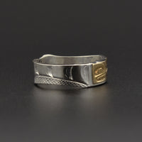 Wolf - Silver Ring with 14k Gold