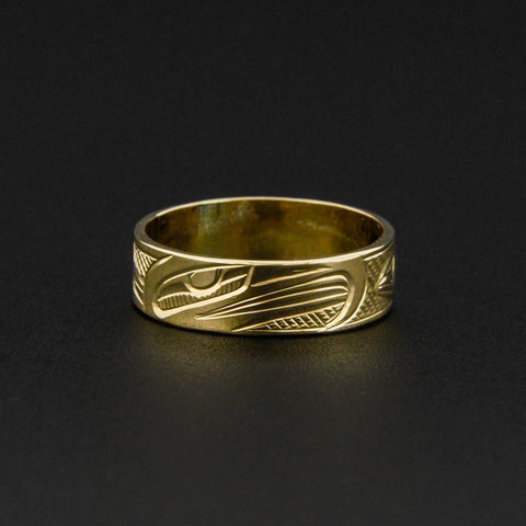 Eagle and Salmon - 14k Gold Ring