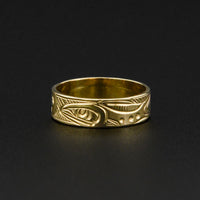Eagle and Salmon - 14k Gold Ring