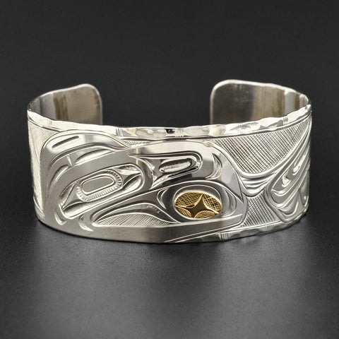 Raven and Light - Silver Bracelet with 14k Gold