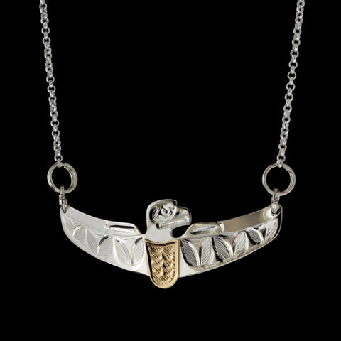 Eagle - Silver Necklace with 14k Gold Overlay
