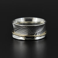 Hummingbird - Silver Ring with 14k Gold