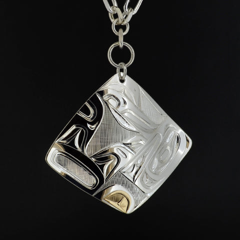 Killerwhale - Silver Necklace with 14k  Gold