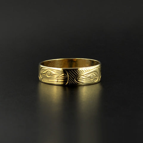 Whale and Salmon - 14k Gold Ring