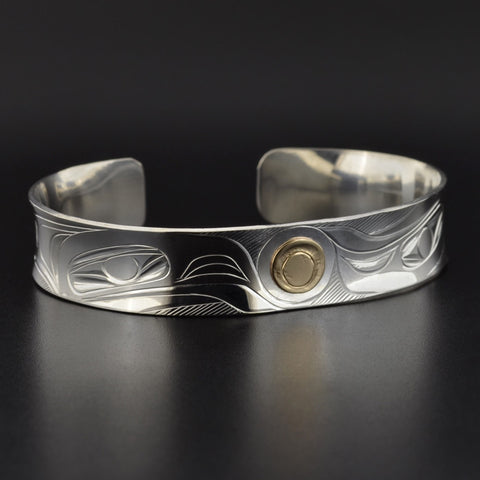Raven and the Light - Silver Bracelet with 14k Overlay
