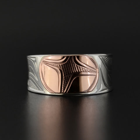 Ravens - Silver Ring with 14k Rose Gold