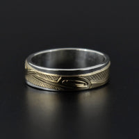 Hummingbirds - Silver Ring with 14k Gold