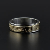 Hummingbirds - Silver Ring with 14k Gold