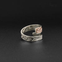 Eagle - Silver Wrap Ring with 14k Rose Gold