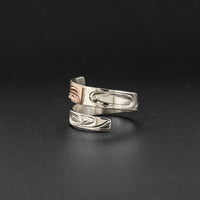 Eagle - Silver Wrap Ring with 14k Rose Gold