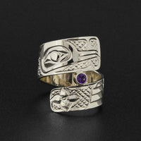 Hummingbird - Silver Ring with Amethyst