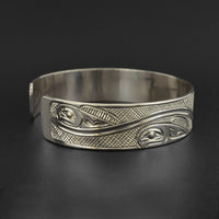 Bear and Salmon - Silver Bracelet