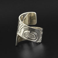 Abstract - Silver Wrap Ring with Onyx