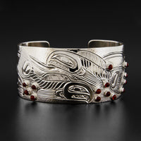 Spawning Salmon - Silver Bracelet with Carnelian