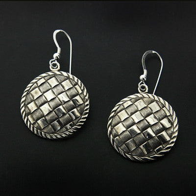 Basket Bottoms - Silver Earrings