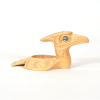 Loon Feast Dish - Yellow Cedar Sculpture with Abalone