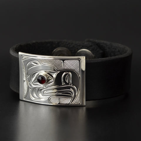 Eagle - Leather and Silver Bracelet