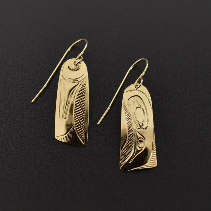 Raven and Wing - 14k Gold Earrings