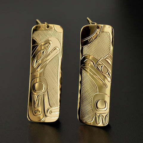 Eagle and Raven - 14k Gold Earrings