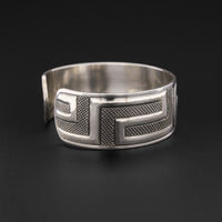 Geometric Salmon - Silver Bracelet