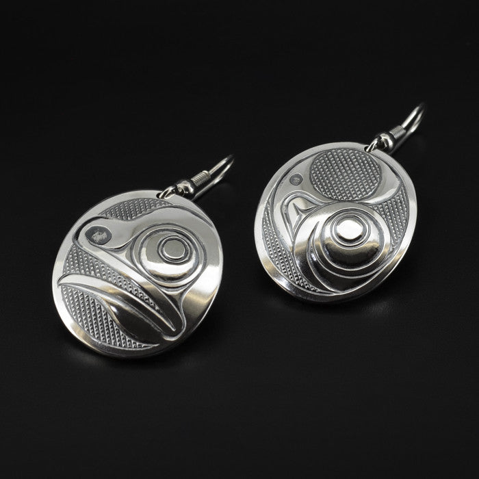 Tadpole and Frog - Silver Earrings