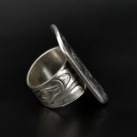 Hummingbird and Eagle - Silver Ring with Sapphire