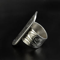Hummingbird and Eagle - Silver Ring with Sapphire