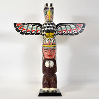 Thunderbird and Chief - Red Cedar Model Totem Pole