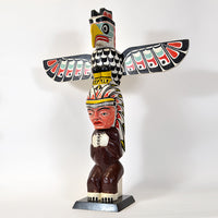Thunderbird and Chief - Red Cedar Model Totem Pole