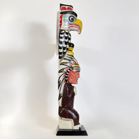 Thunderbird and Chief - Red Cedar Model Totem Pole