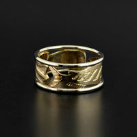 Frog and Eulachon - 14k Gold Ring