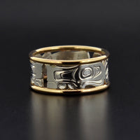 Eagles - Silver Ring with 14k Gold Rails