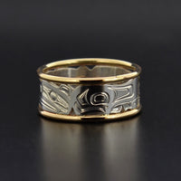 Eagles - Silver Ring with 14k Gold Rails