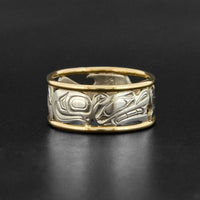 Orca and Wolf - Silver Ring with 18k Gold