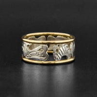 Orca and Wolf - Silver Ring with 18k Gold