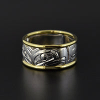 Eagles - Silver Ring with 14k Gold Rails