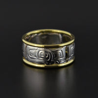 Eagles - Silver Ring with 14k Gold Rails