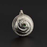 Eye of the Storm - Repoussé Silver Pendant with Abalone